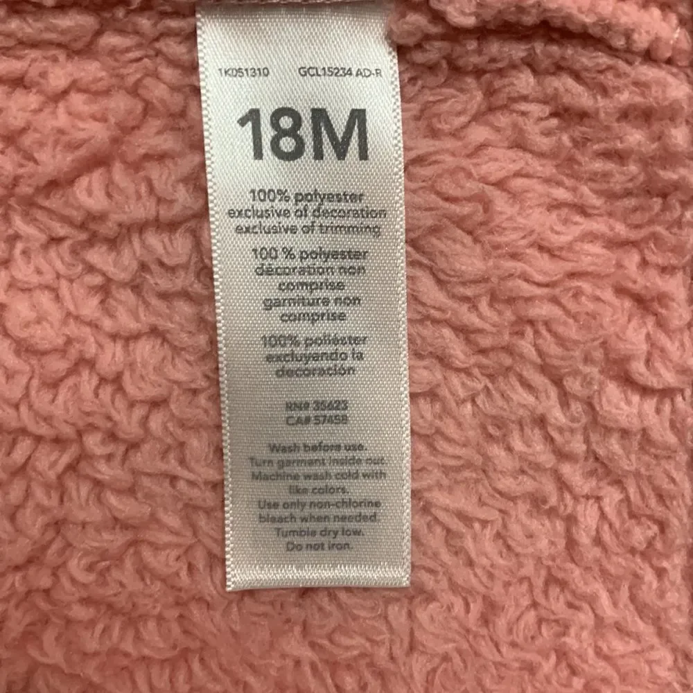Carters Sherpa vest 18 months pink bow spring winter Easter
